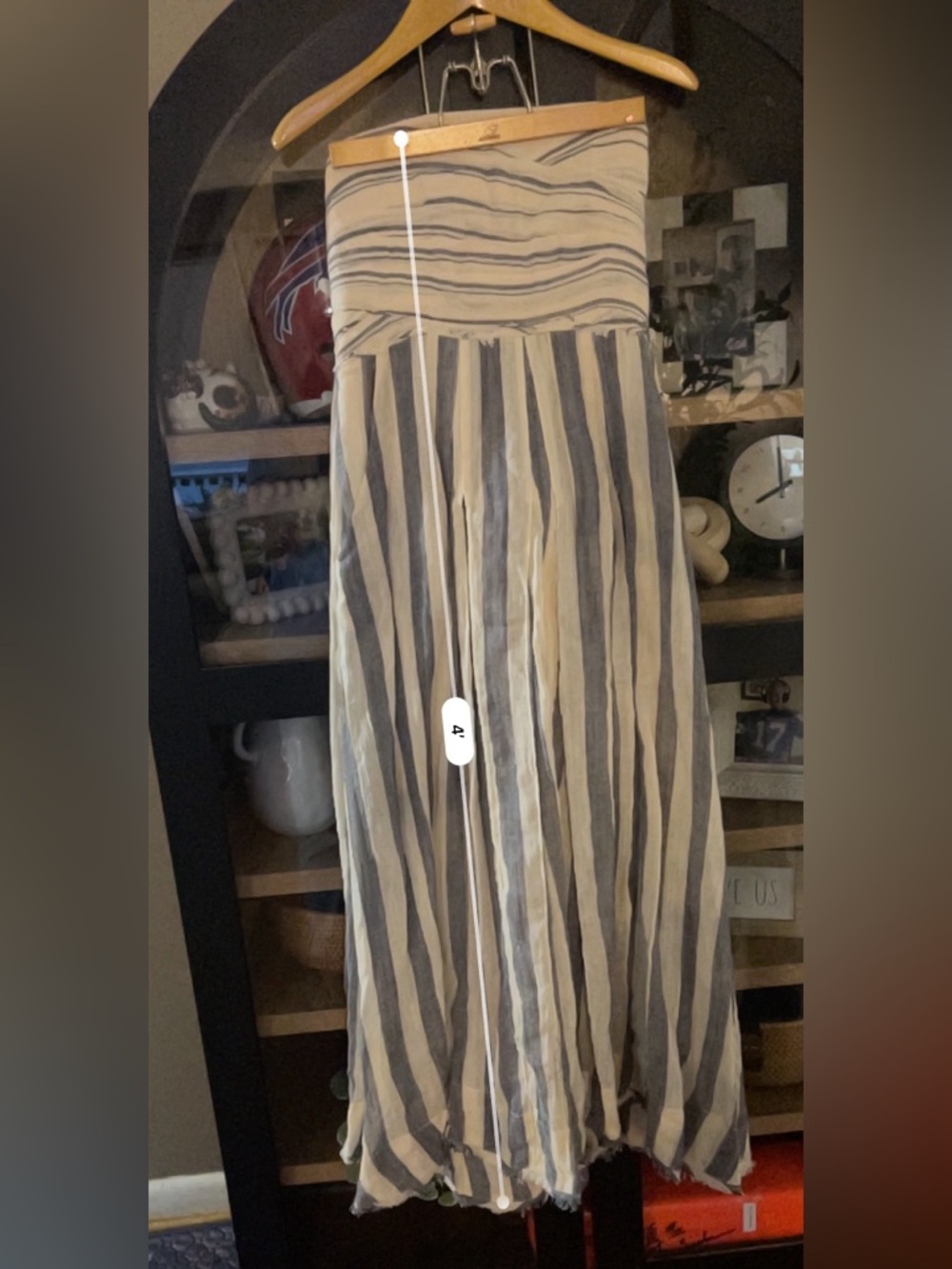 Super Cute And Comfy! Striped Strapless Maxi Dress in Ivory and Charcoal. - Picture 13 of 13